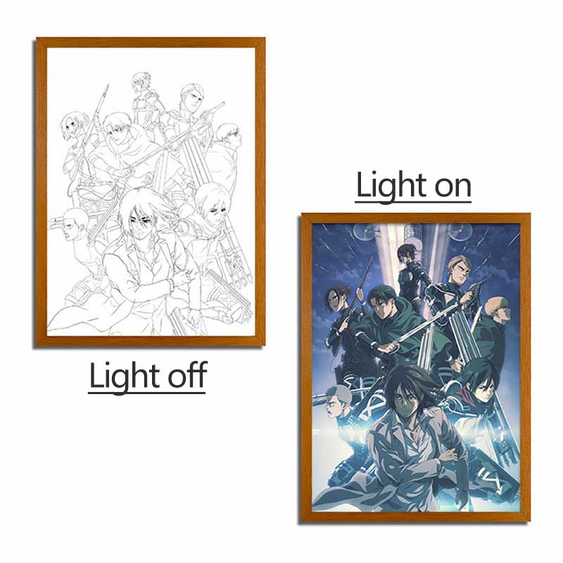 AOT Anime LED Light Painting Photo Frame Wall Art