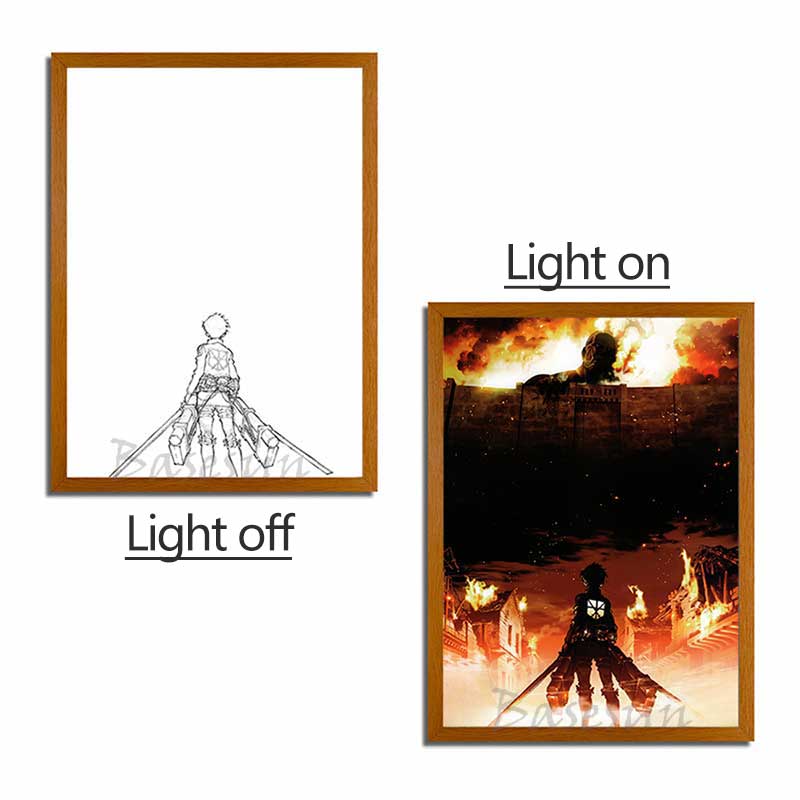 AOT Anime LED Light Painting Photo Frame Wall Art