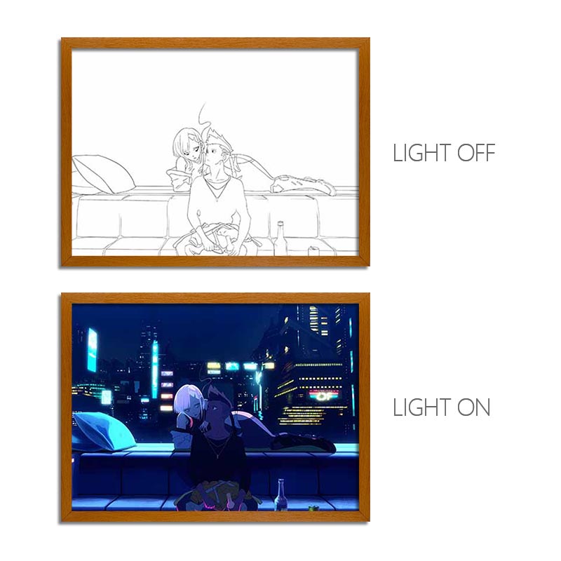 Cyberpunk Anime LED Light Painting Photo Frame Wall Art