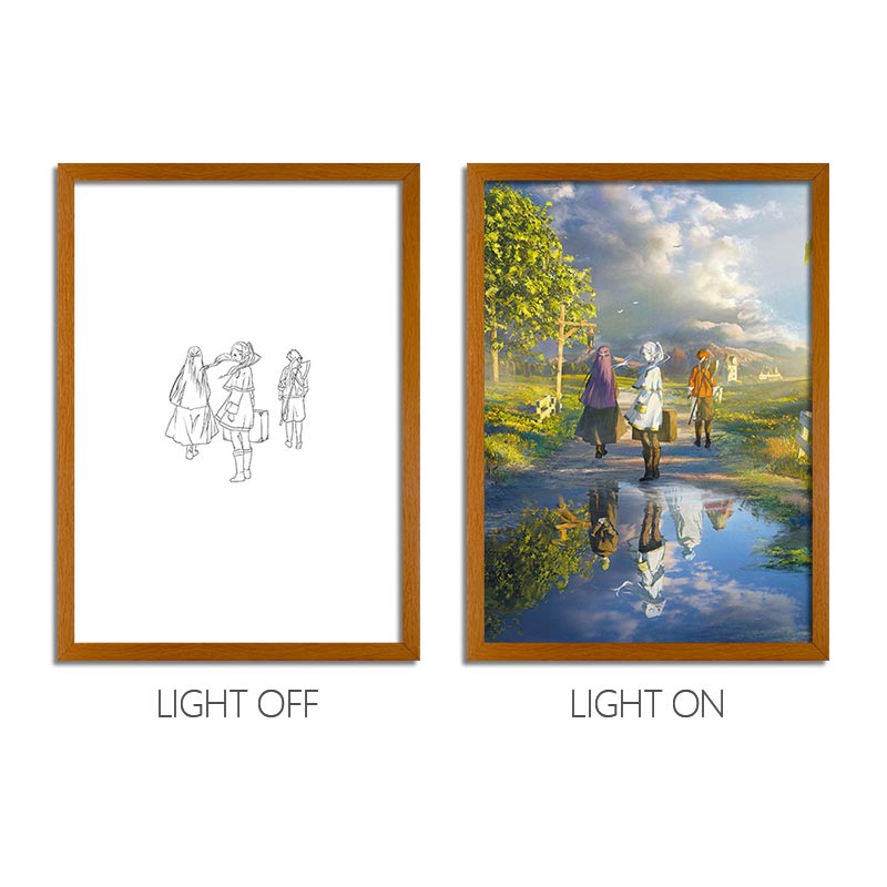 Frieren Anime LED Light Painting Photo Frame Wall Art