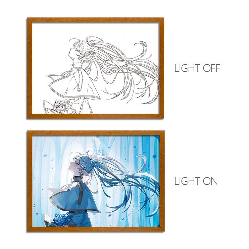 Frieren Anime LED Light Painting Photo Frame Wall Art