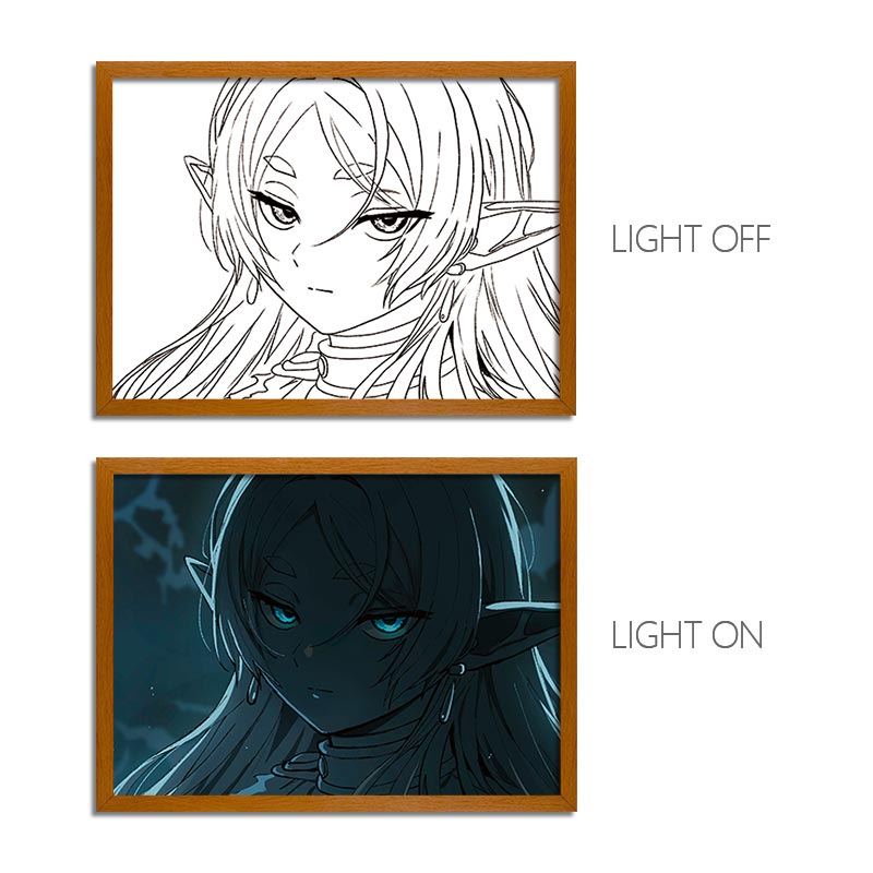 Frieren Anime LED Light Painting Photo Frame Wall Art