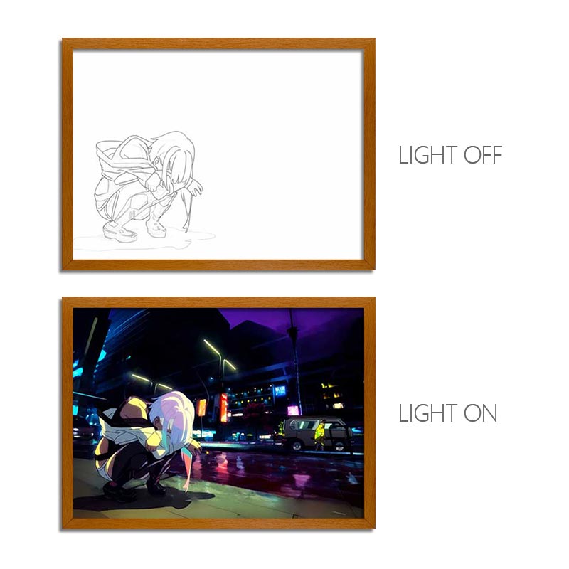 Cyberpunk Anime LED Light Painting Photo Frame Wall Art