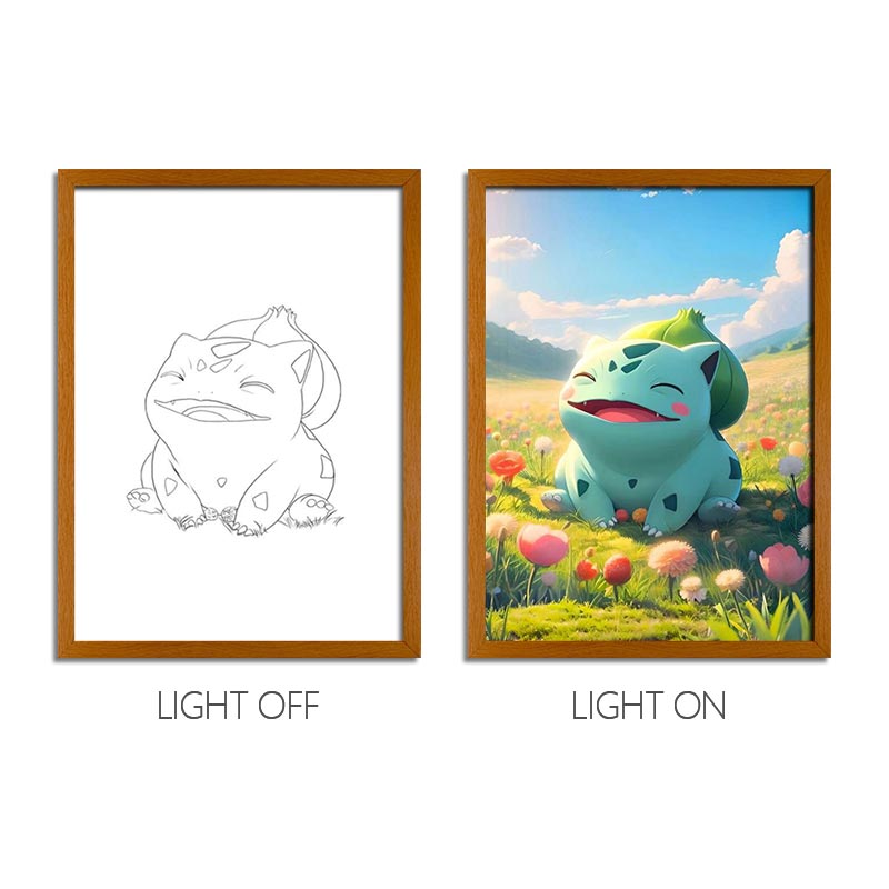 Anime Pokemon LED Light Painting Frame Glowing Wall Art for Fans & Gamers