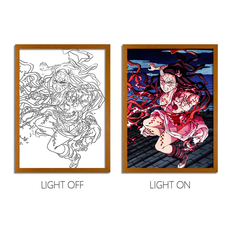 Demon Slayer Anime LED Light Painting Photo Frame Wall Art