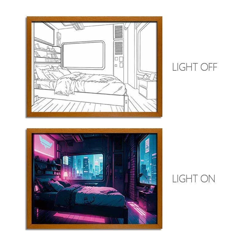 Cyberpunk Anime LED Light Painting Photo Frame Wall Art