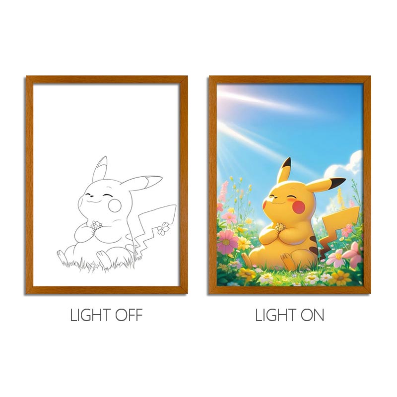 Anime Pokemon LED Light Painting Frame Glowing Wall Art for Fans & Gamers