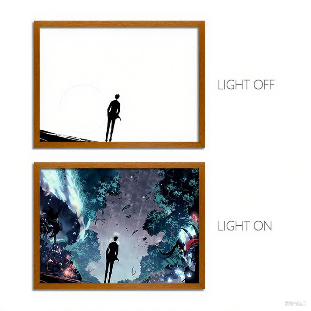 Solo Leveling Sung Jinwoo Anime Series LED Light Painting Photo Frame Wall Art
