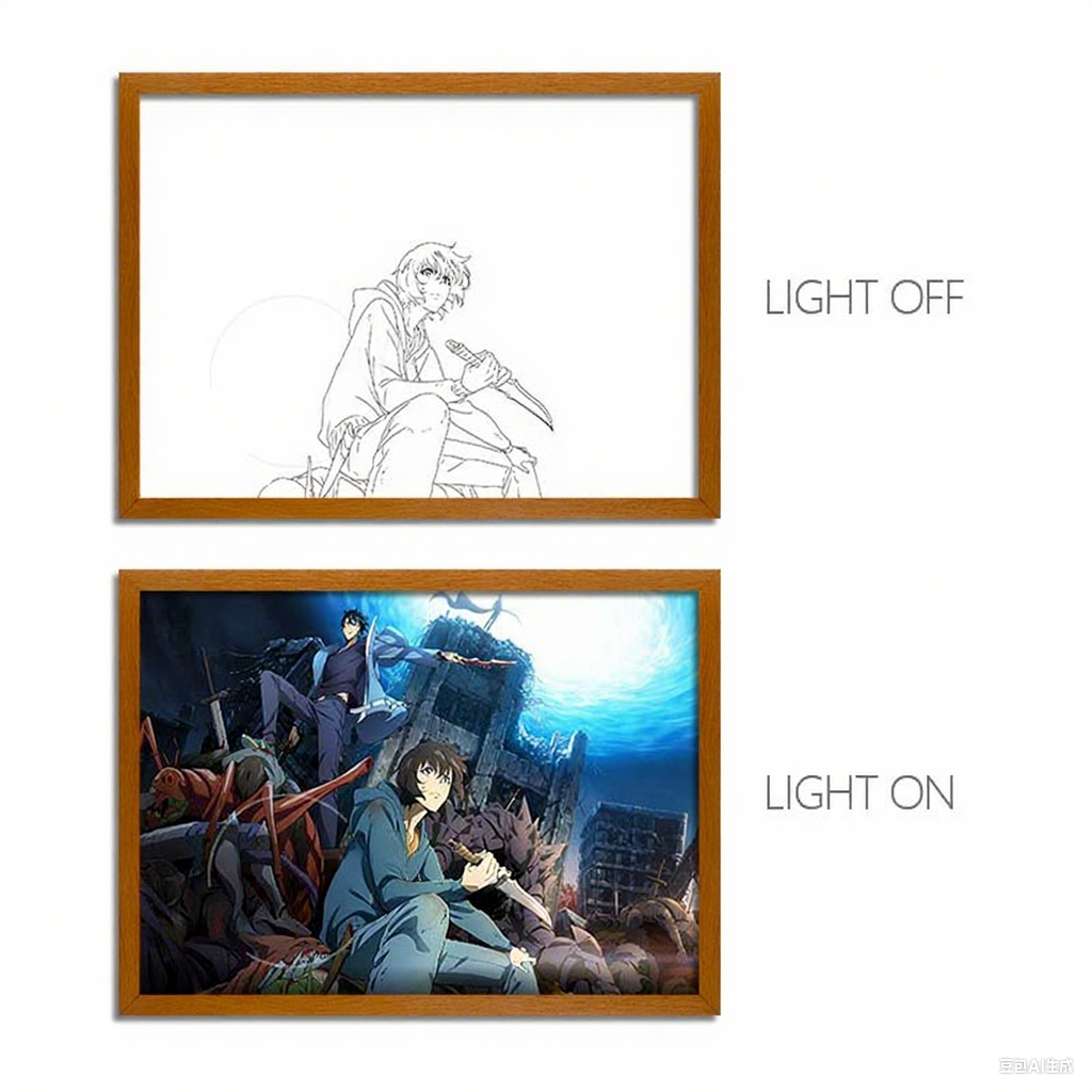 Solo Leveling Sung Jinwoo Anime Series LED Light Painting Photo Frame Wall Art