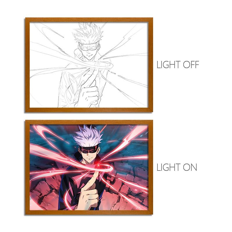 JJK Anime LED Light Painting Frame – Glowing Wall Art for Fans & Collectors