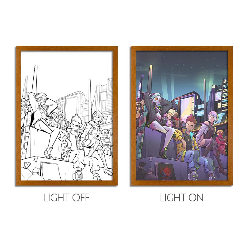 Cyberpunk Anime LED Light Painting Photo Frame Wall Art