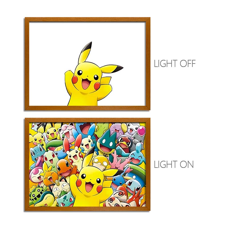 Anime Pokemon LED Light Painting Frame Glowing Wall Art for Fans & Gamers