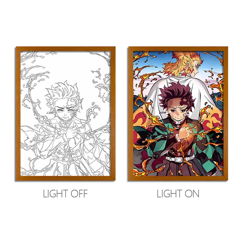 Demon Slayer Anime LED Light Painting Photo Frame Wall Art