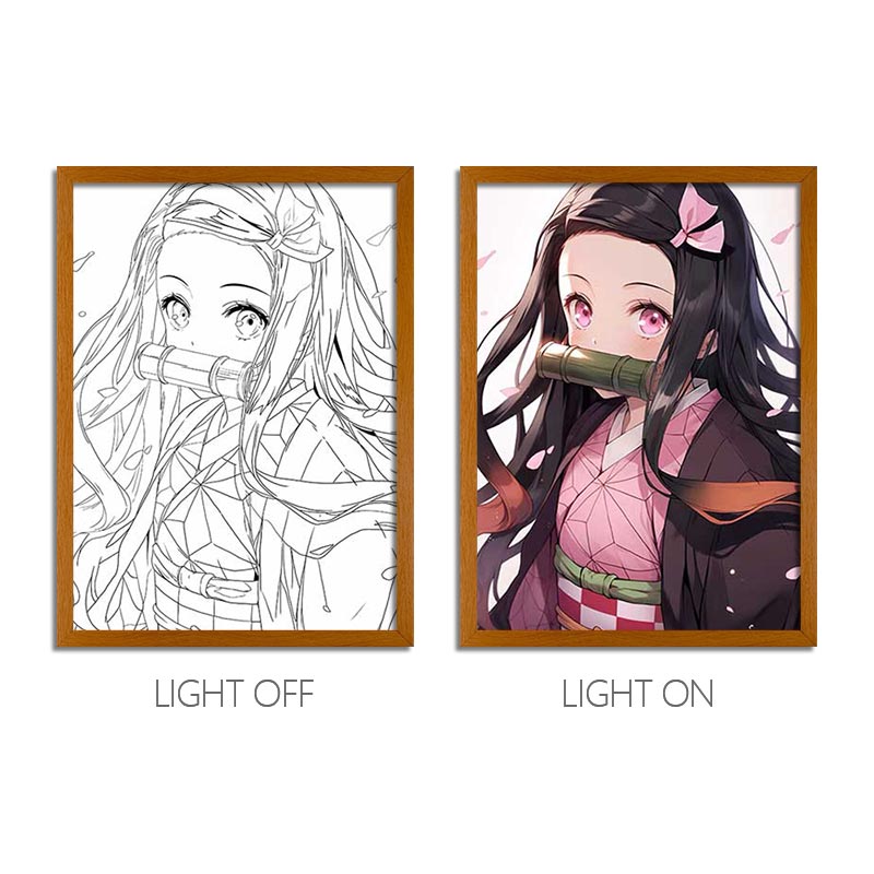 Demon Slayer Anime LED Light Painting Photo Frame Wall Art