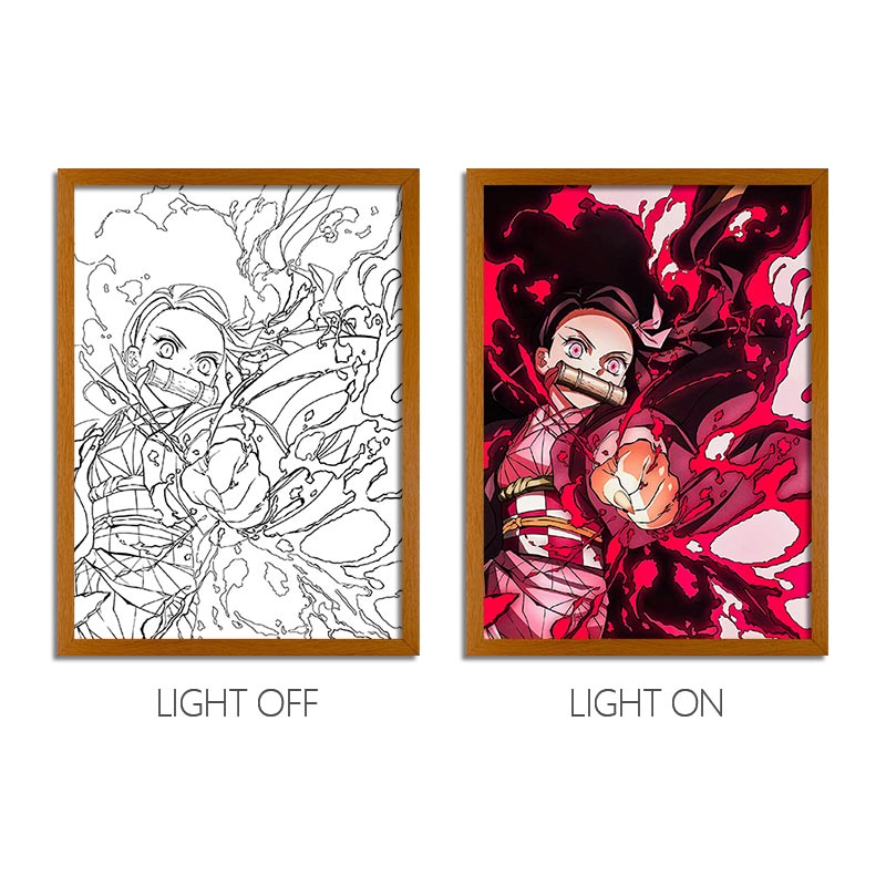 Demon Slayer Anime LED Light Painting Photo Frame Wall Art