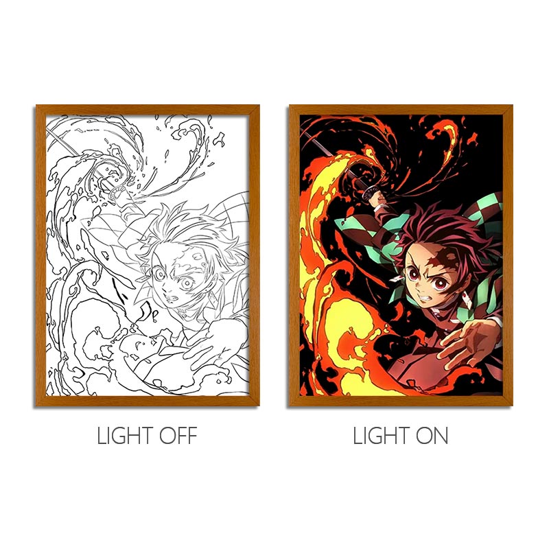 Demon Slayer Anime LED Light Painting Photo Frame Wall Art
