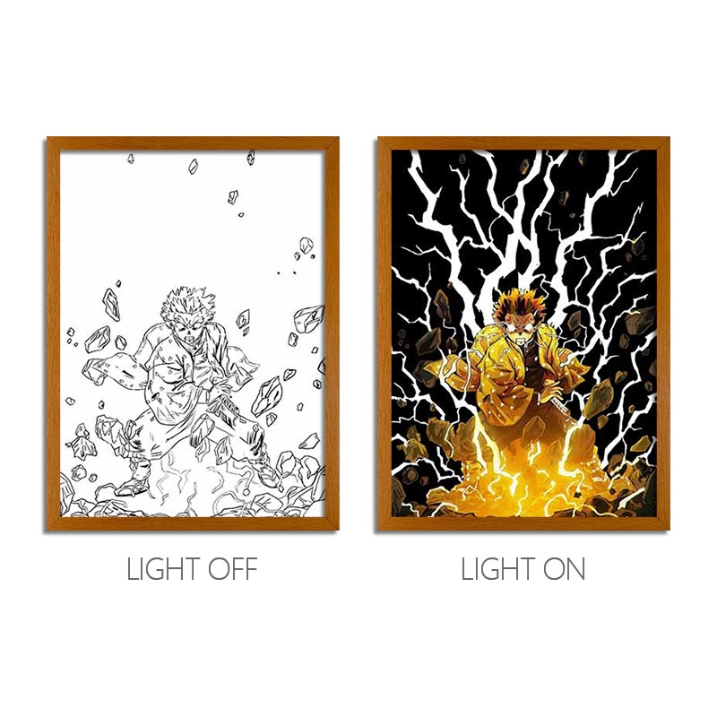 Demon Slayer Anime LED Light Painting Photo Frame Wall Art