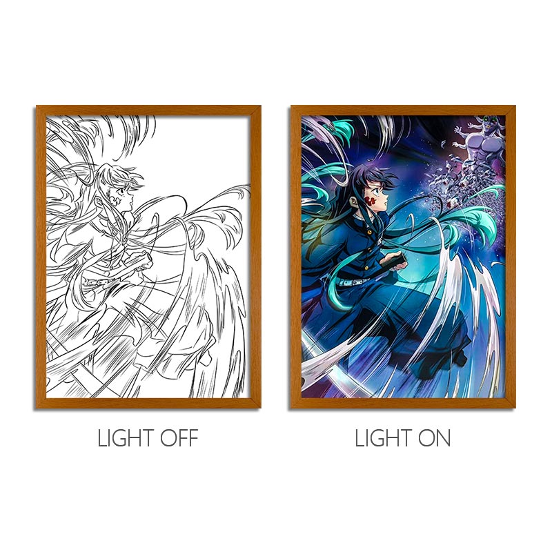 Demon Slayer Anime LED Light Painting Photo Frame Wall Art
