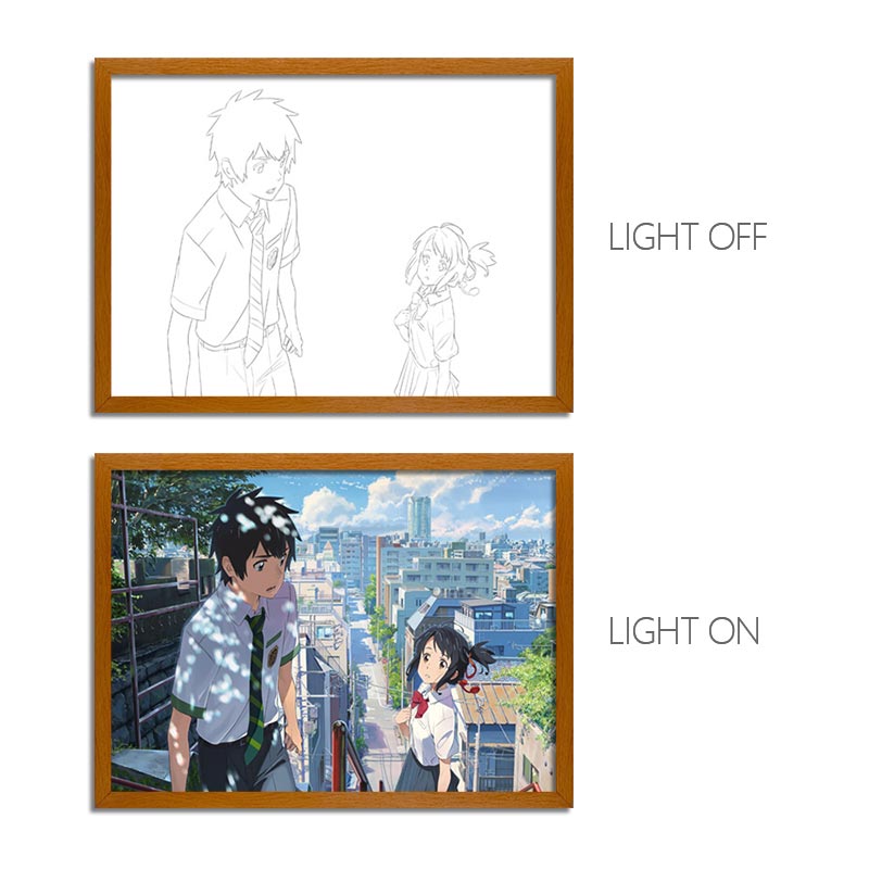 Your Name Anime LED Light Painting Frame – Glowing Wall Art for Fans & Collectors